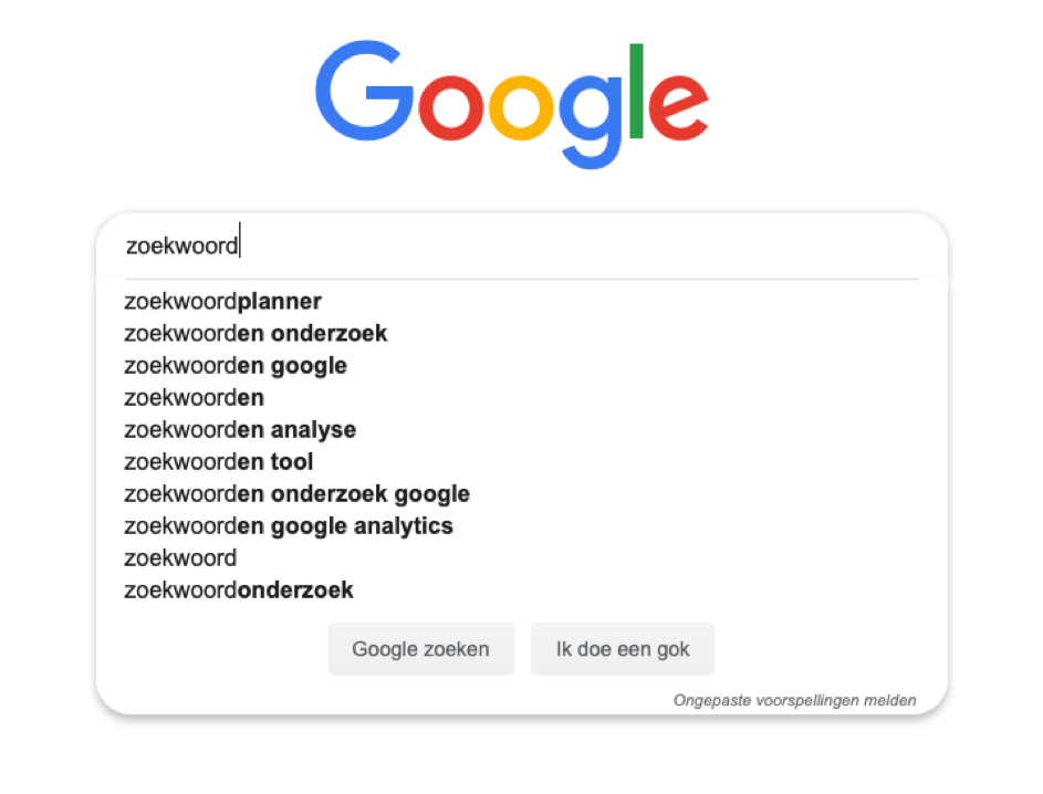 Zoekwoord in zoekbalk Google